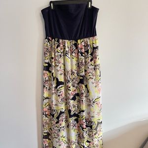 Strapless navy/floral maxi Xhilaration dress size XL